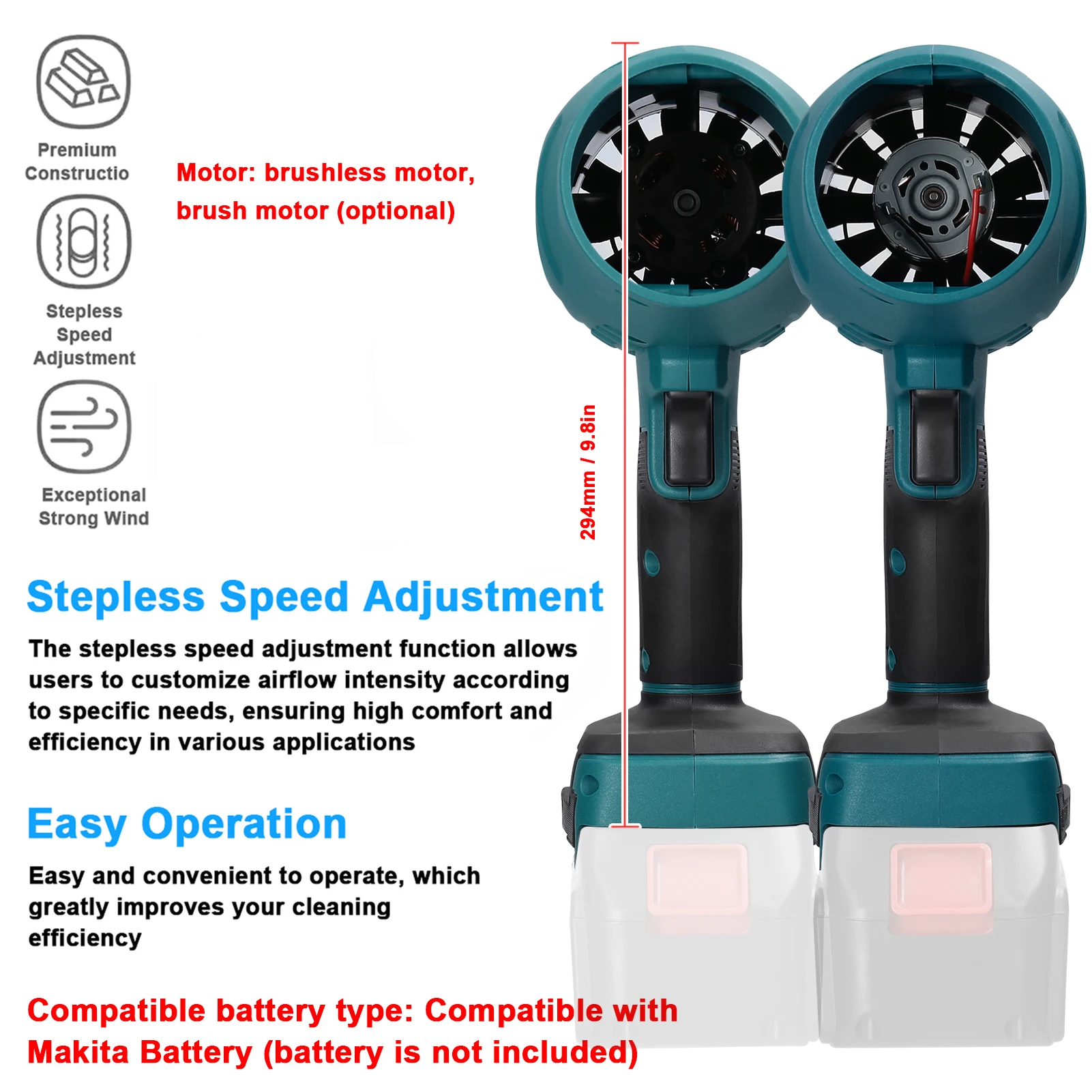 يده أنبوبي Turbofan عالية الطاقة مروحة نفاثة الليثيوم مروحة عنيفة متعددة الوظائف آلة غسل سيارات عالية الطاقة منفاخ الغبار تنظيف أداة