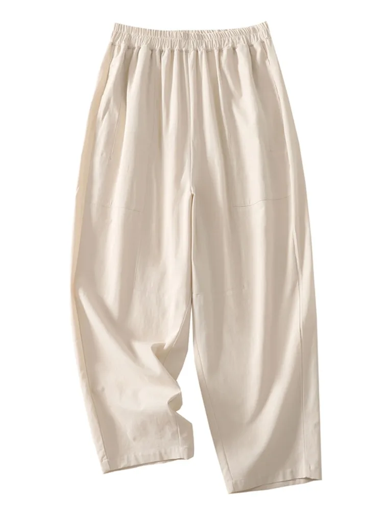 الصيف رقيقة القطن الكتان فانوس السراويل النسائية حجم كبير شكل صغير سراويلي حريمي جديد 2025 فضفاضة تناسب الجزرة السراويل