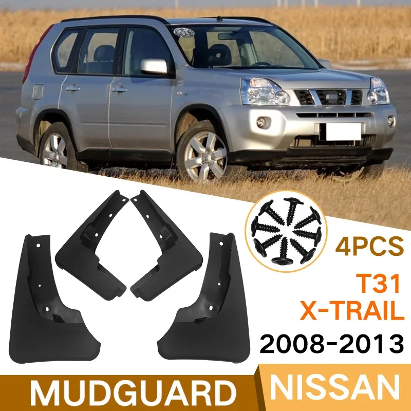 

For Nissan X-Trail T31 2008-2013 black car mudguard Reduce dust Resist tire dirt car accessories tools