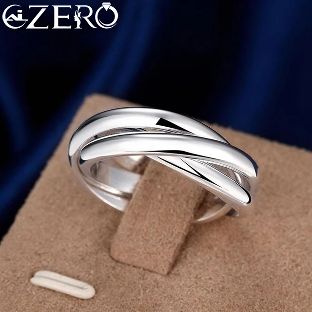925 Sterling Silver Trzy okrągłe pierścionki damskie Fine Jewelry Hurtownia popularnych produktów Oferty z biżuterią ALIZERO