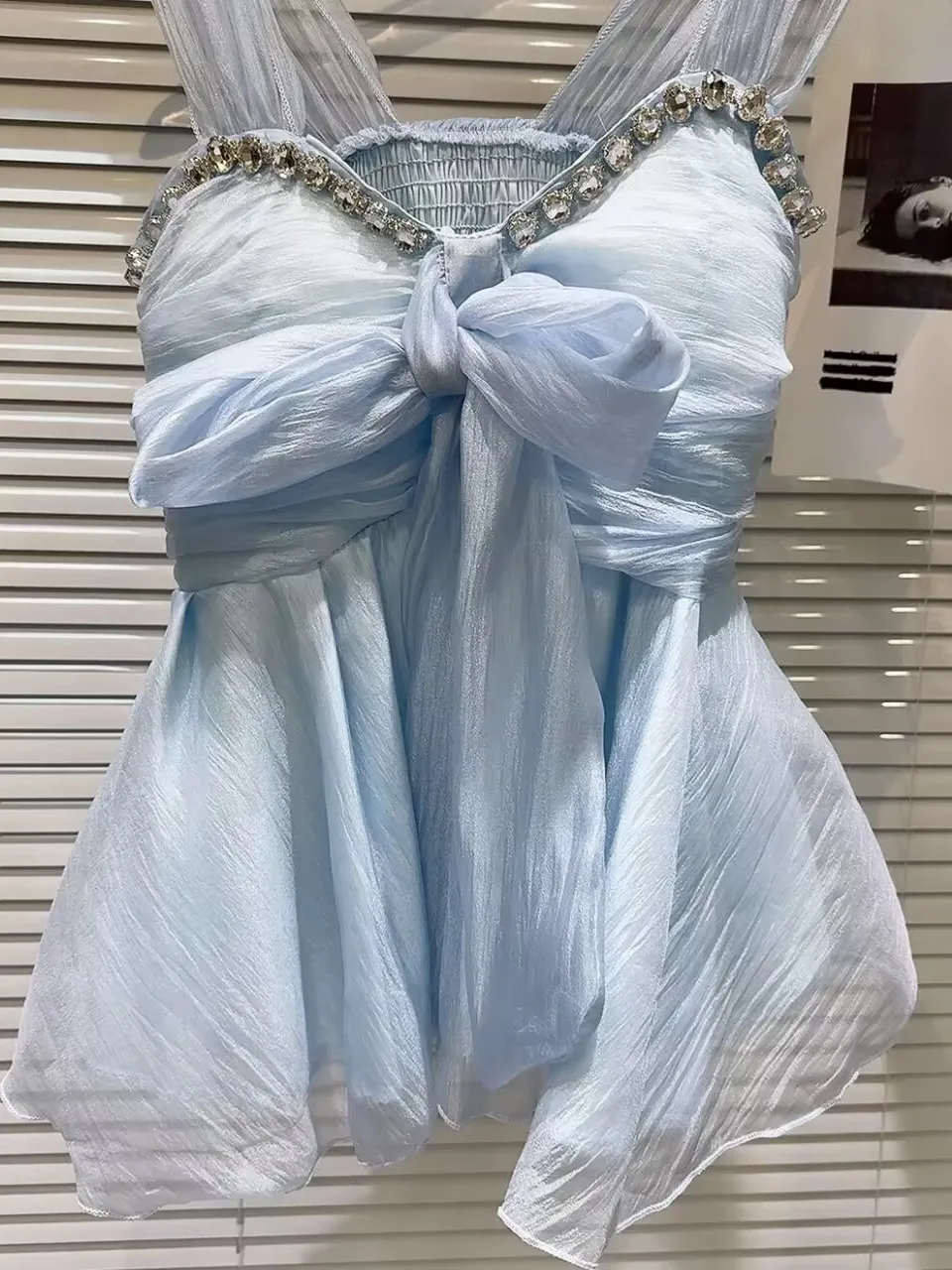 Słodka kamizelka z wiązaniem w kształcie diamentu, damska, letnia, wyszczuplająca, uniwersalna odzież wierzchnia, do pracy, krótka.