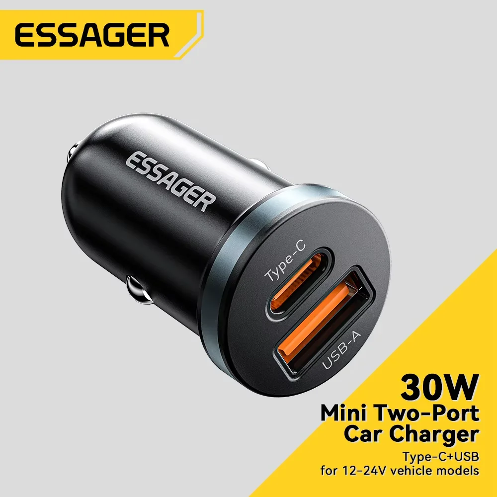 Essager 30W USB Car Charger Quick Charge 4.0 3.0 FCP SCP USB PD For Xiaomi iPhone 12 13 14 Pro Fast Charging Car Phone C Charger