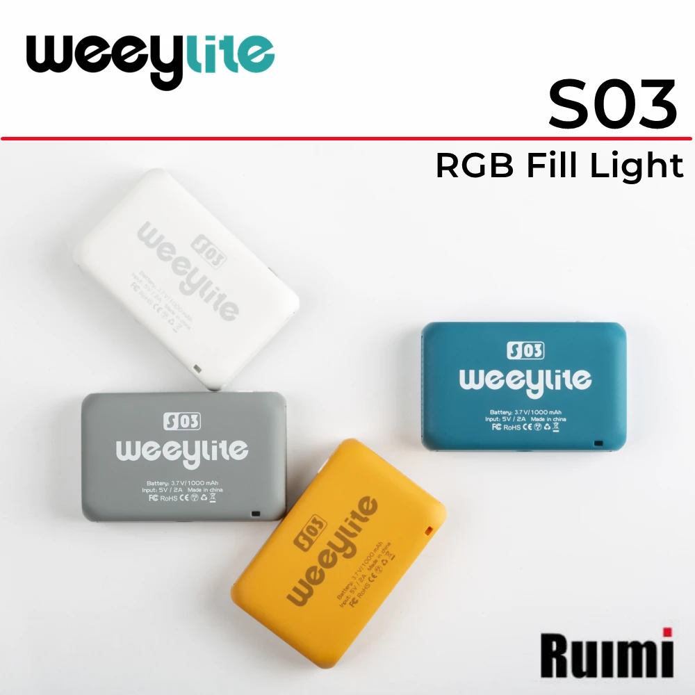 Luz de Vídeo RGB Weeylite S03 Mini Portátil para Fotografia, Luz LED de Preenchimento com Controle por APP, Lâmpada Dimmable para Vlog ao Vivo