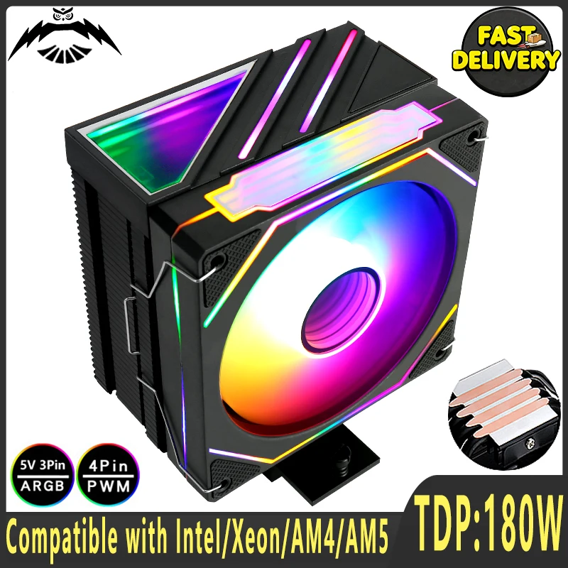 

LGA1700 Cooler Black Knight CPU Cooling Fan ARGB 120mm 4 Heat Pipe Compatible xeon x79 x99 2011 Intel115x 1200 1700 18xx AM4 AM5