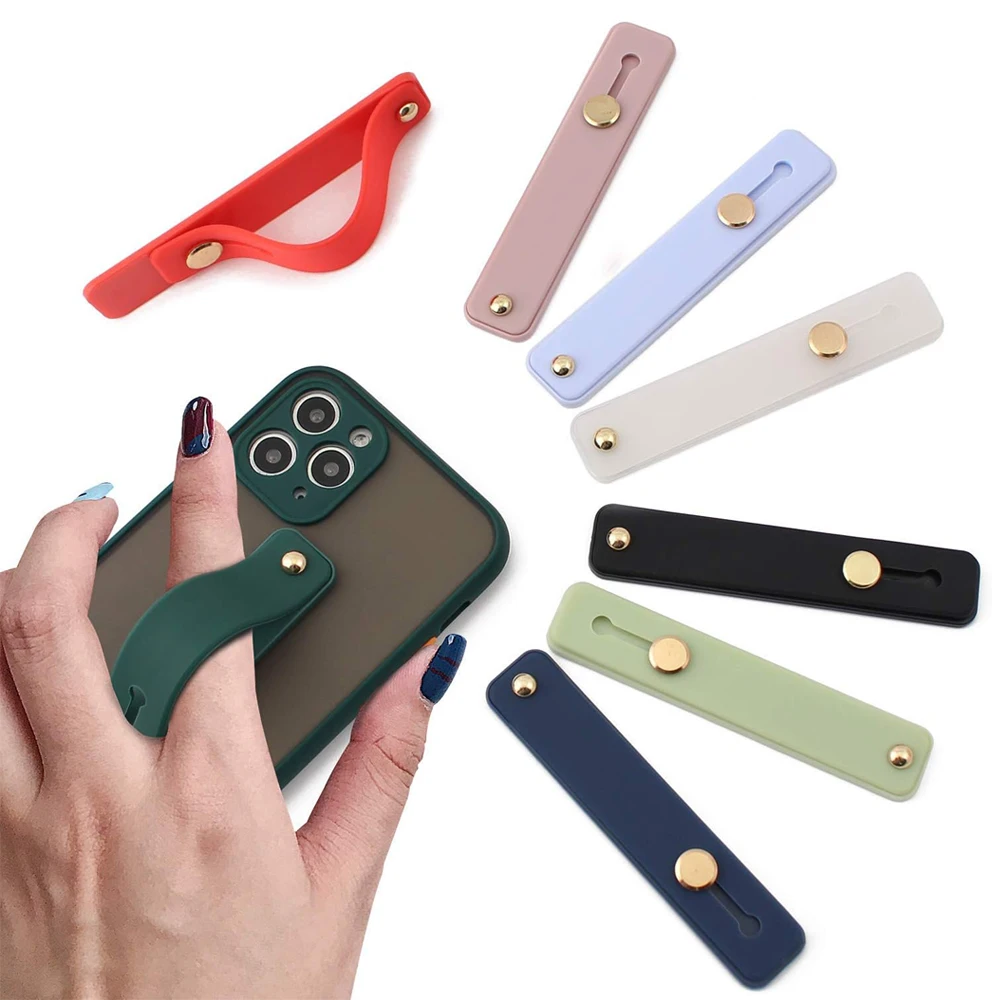 Wrist Band Hand Band Finger Grip Mobile Phone Holder Stand Push Pull Universal Plain Color Phone Socket Holder for iPhone Xiaomi