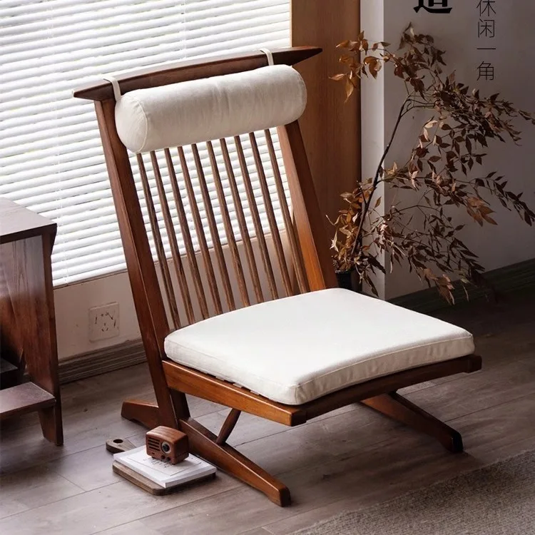

Japanese-style solid wood lazy sofa Nakajima George recliner high-back sofa chair balcony leisure chair B & B wabi-sabi