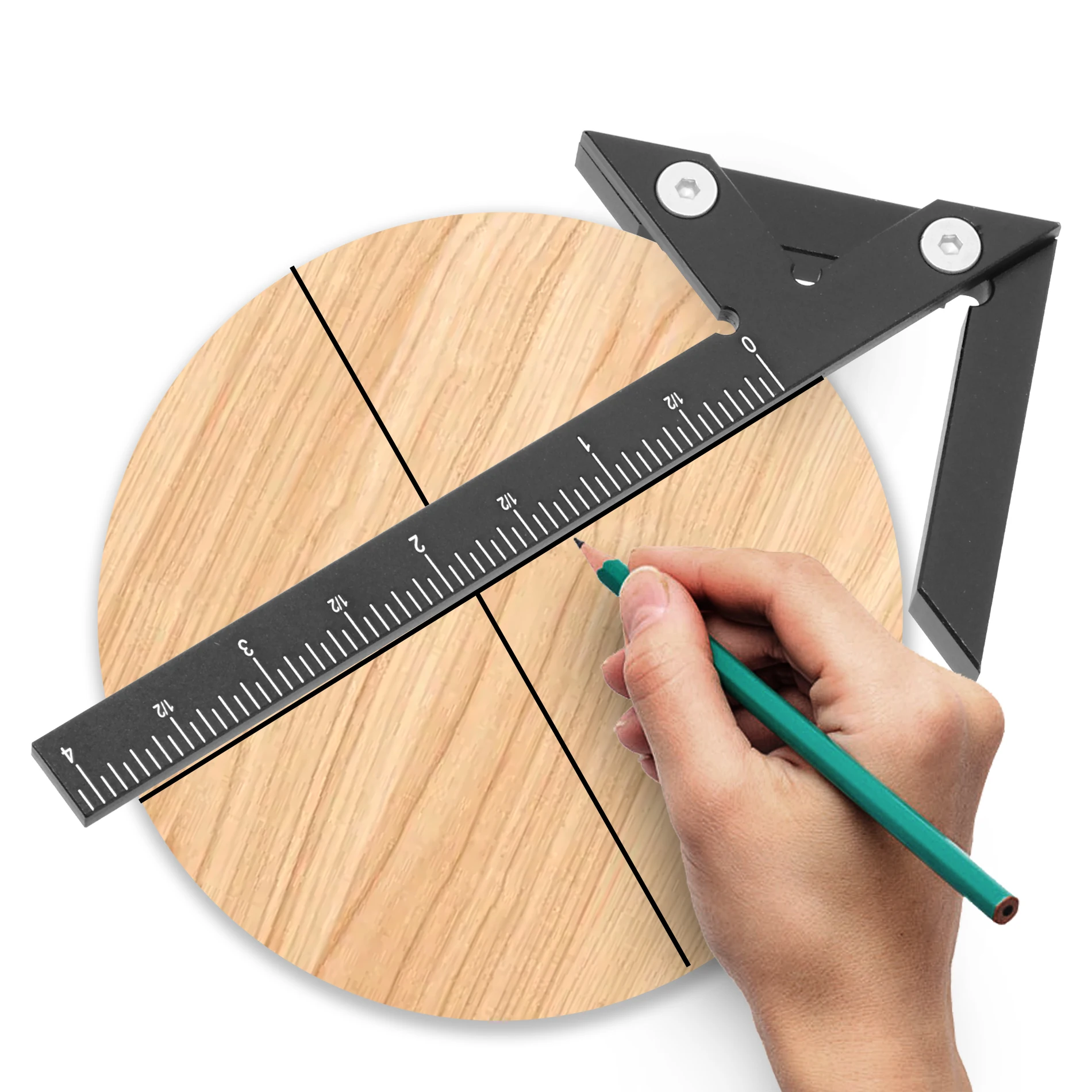 inch Aluminum Alloy Center Finder Line Gauge, 45/90 Degree Angle Marking Ruler, Woodworking Square Center Scribe, Measuring Tool