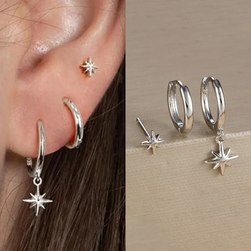 Boucles D'Oreilles Étoile Acier Inoxydable Homme Femme – Clous Cartilage Noël Piercing – Bijoux Fantaisie Ado Tendance Minimaliste