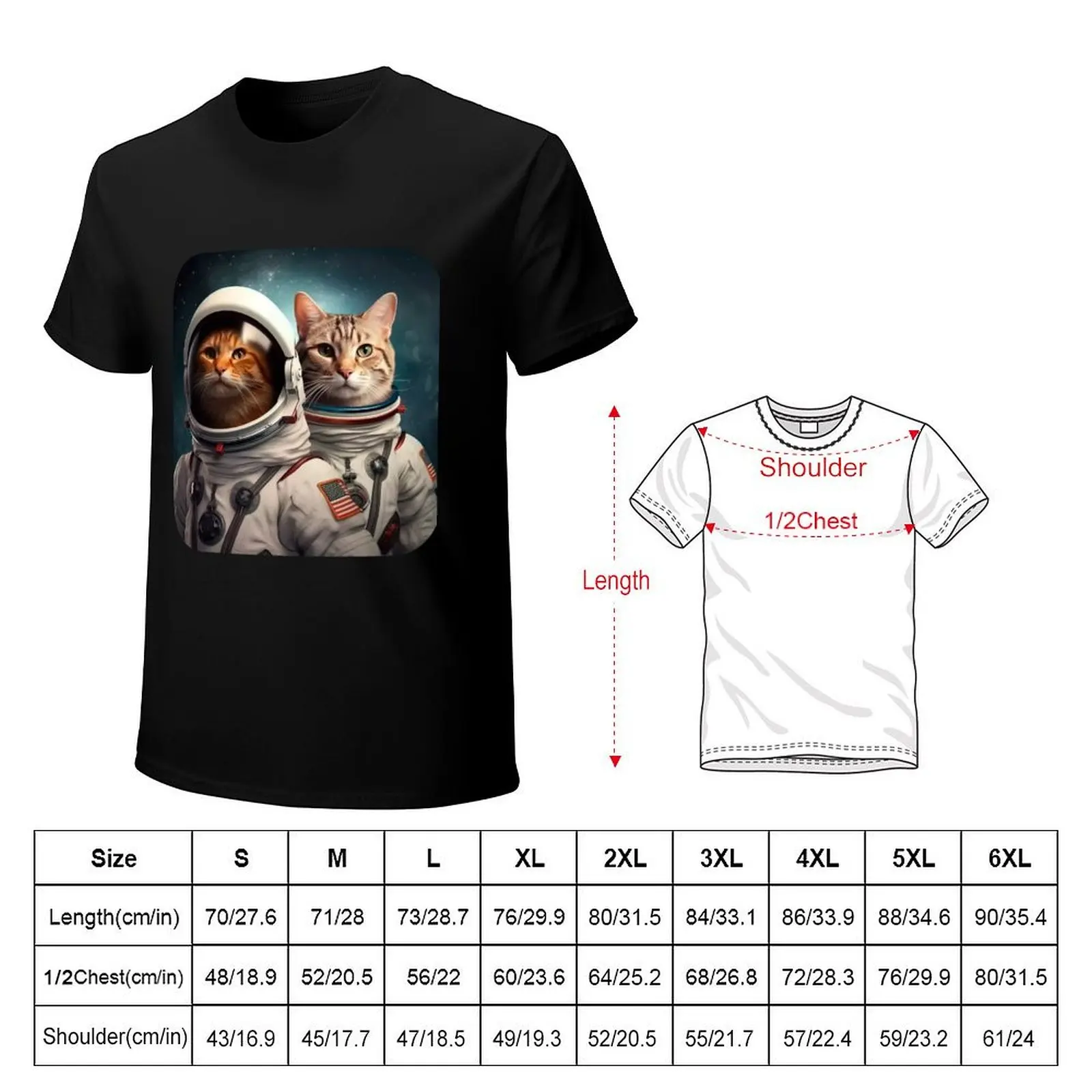 Mysterious Cosmic Cats. T-Shirt Long Lasting Casual T-Shirt