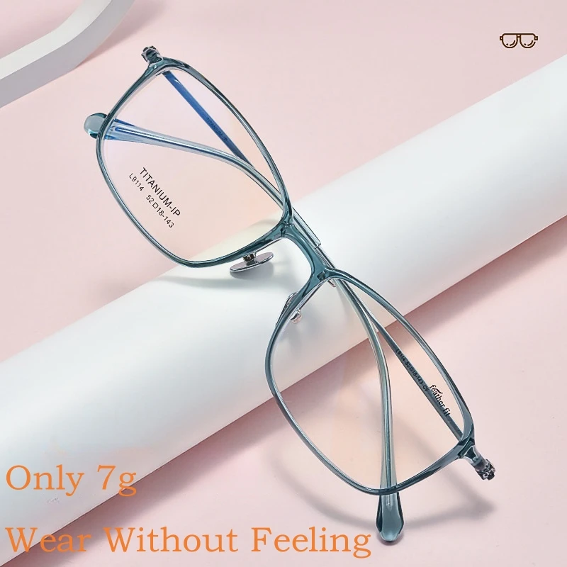 YIMARUILI Ultra-light Fashion TR90 Eyewear Retro Square Luxury Pure Titanium Optical Prescription Eyeglasses frame Men and Women