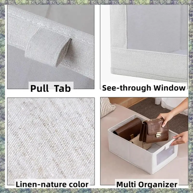 

WON 4 Pack Storage Bins, Storage Containers For Organizing Clothing, Jeans,Closet - Closet Organizers And Storage Grey 40X27x17c