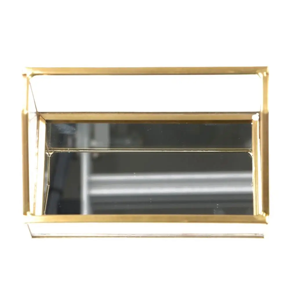 Metal Glass Business Card Holder Stand Professional Durable Vintage Clear Golden Edge Holder Elegant