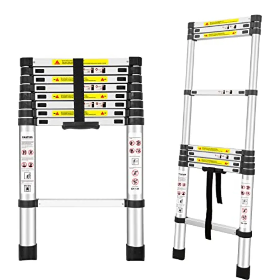 

Telescoping Ladders 8.5Ft/2.6M EN131 Standards Aluminum Extension Ladder Extension for RV Attics Families Outdoor Work with a M