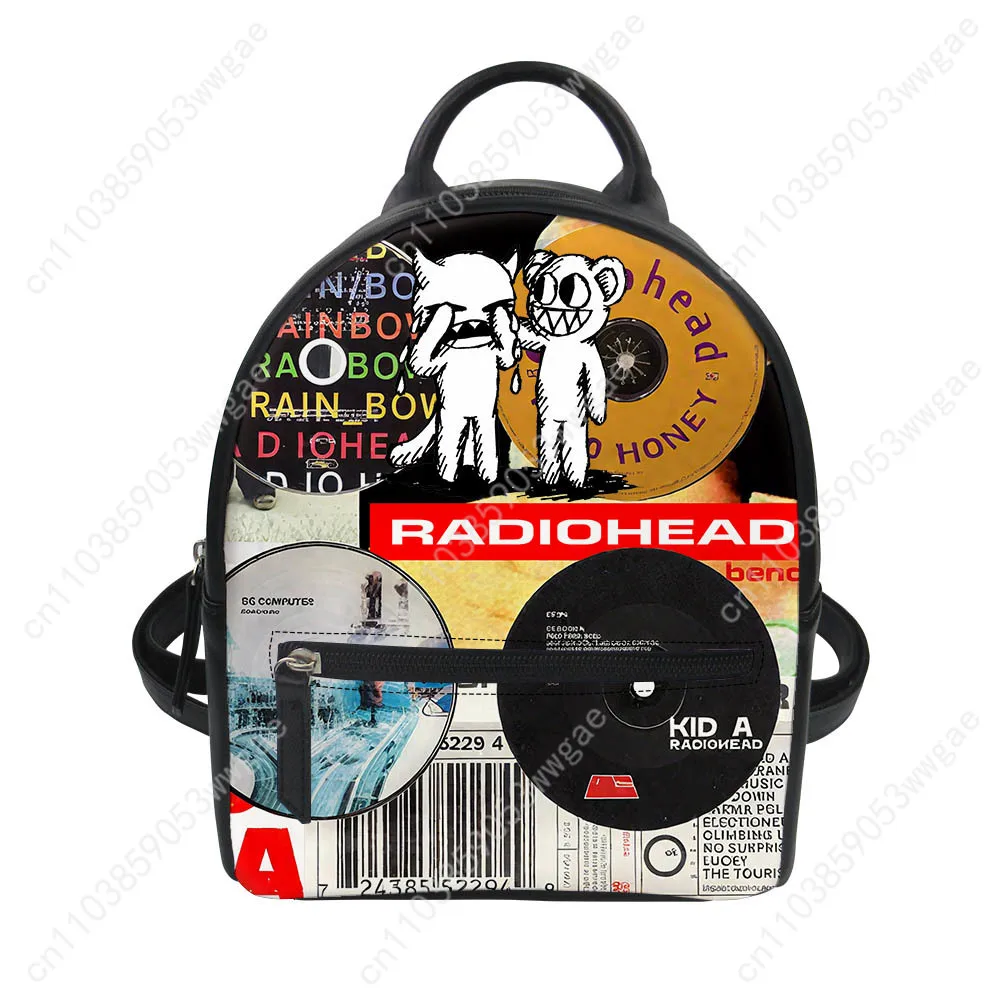 Radiohead Rock Band Backpack Purse Women Schoolbag Custom Double Shoulder Bag High Quality Mini Daypack Leather Travel Bag Gift