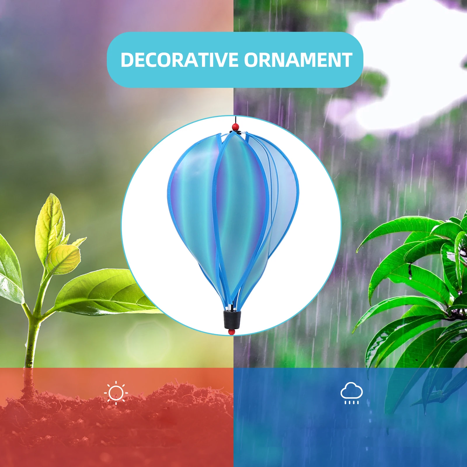 

Rainbow Hot Air Balloon Ornaments Decoration Wind Garden Outdoor Windmill Hanging outside Cloth Child