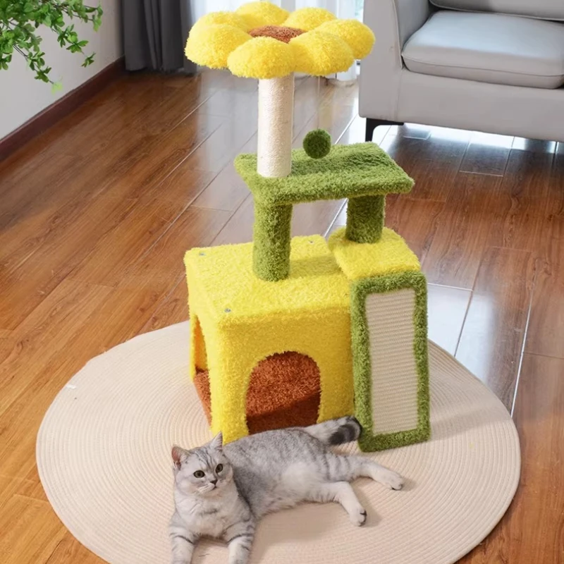 

Scrapers Indoor Cat Tower Accessories House Wooden Scratcher Mat Cat Tower Castle Stairs Rope Torre Para Gatos Pet Supplies