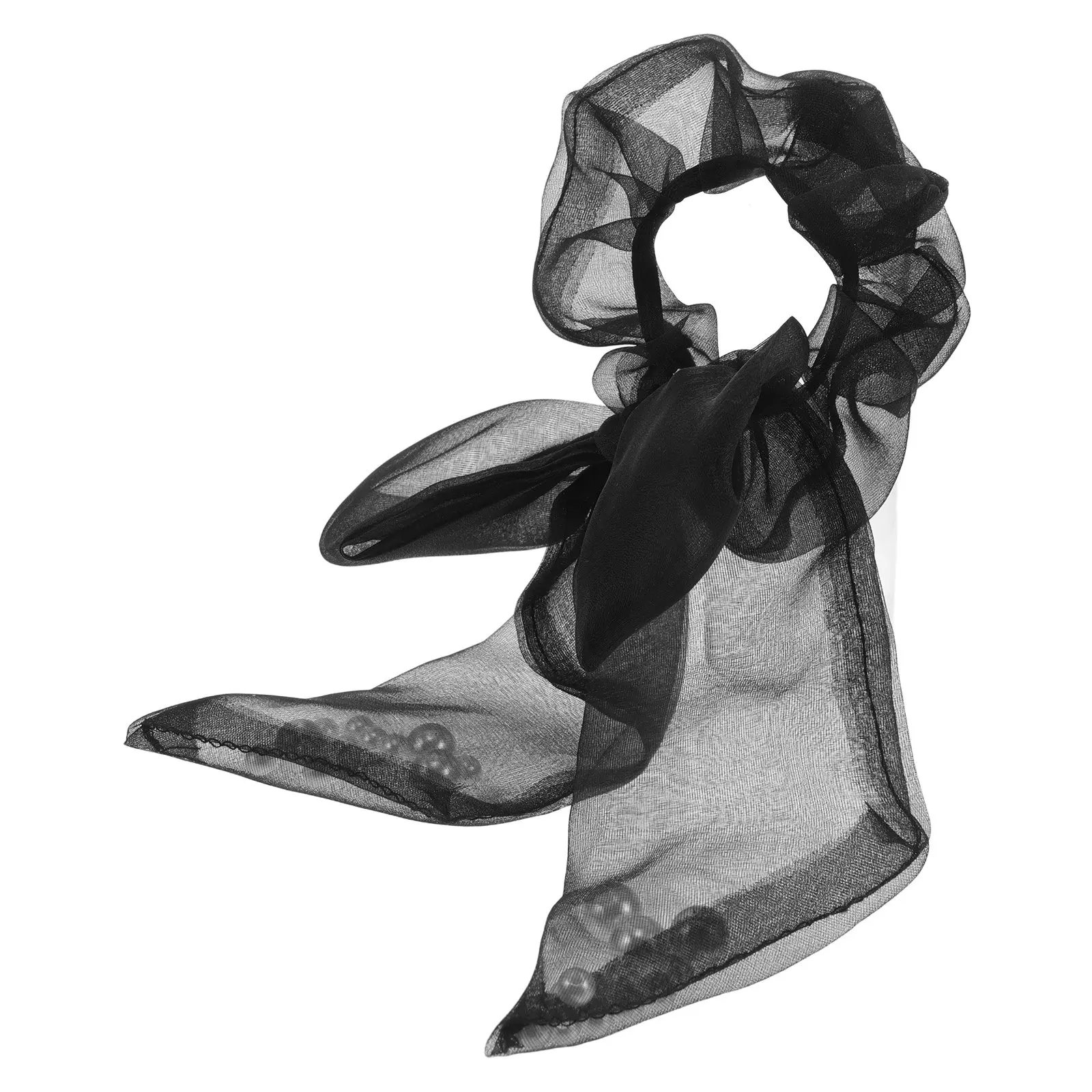 

Элегантная резинка для волос с бантом, лентой и бусинами для девочек и женщин: надежная фиксация, без повреждений, эластичная, для вечеринок и свадеб