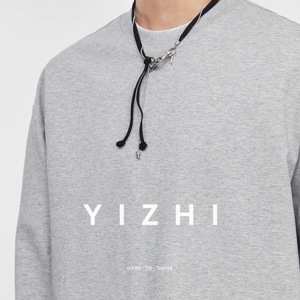 

Fashion Men's Solid Color Casual Sweatshirt 2025 Autumn Winter New Round Neck Loose Simple Underwear Men Bottom Shirt Pullover