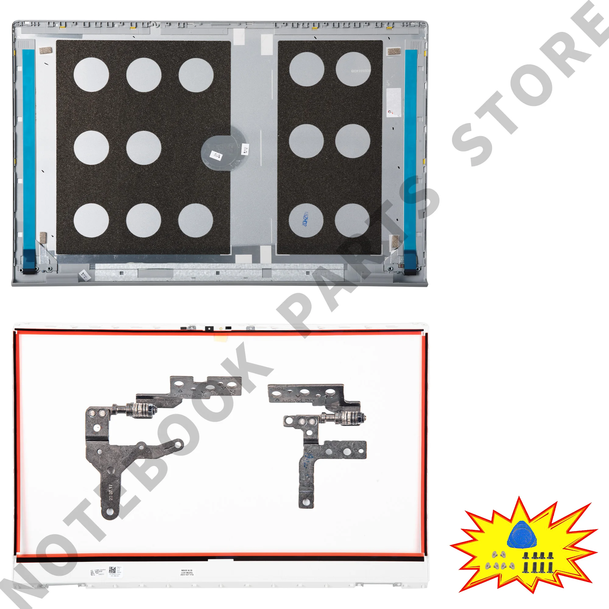 

New LCD Back Cover/Front Bezel/Hinges For Inspiron 5501 5502 5504 5505 05R4VB Laptop Housing Case Repalcement Silver