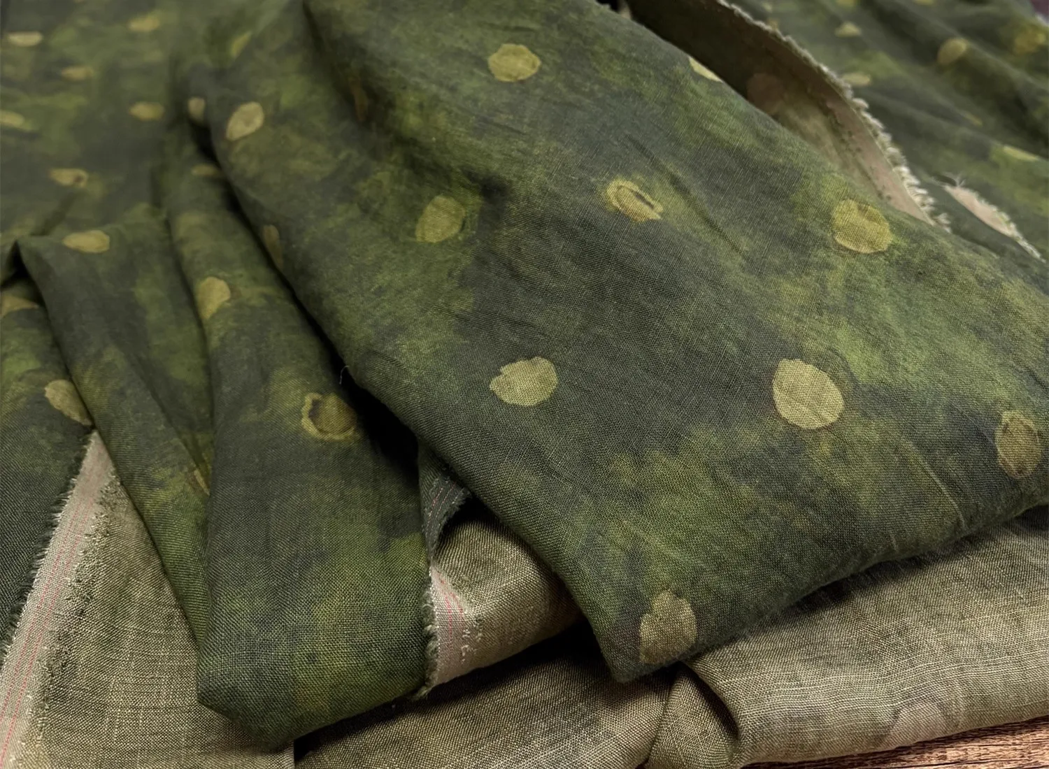 

1yard natural flax fabric polka dot Printing tela Skirt dress shirt bag cheongsam fabric for clothing