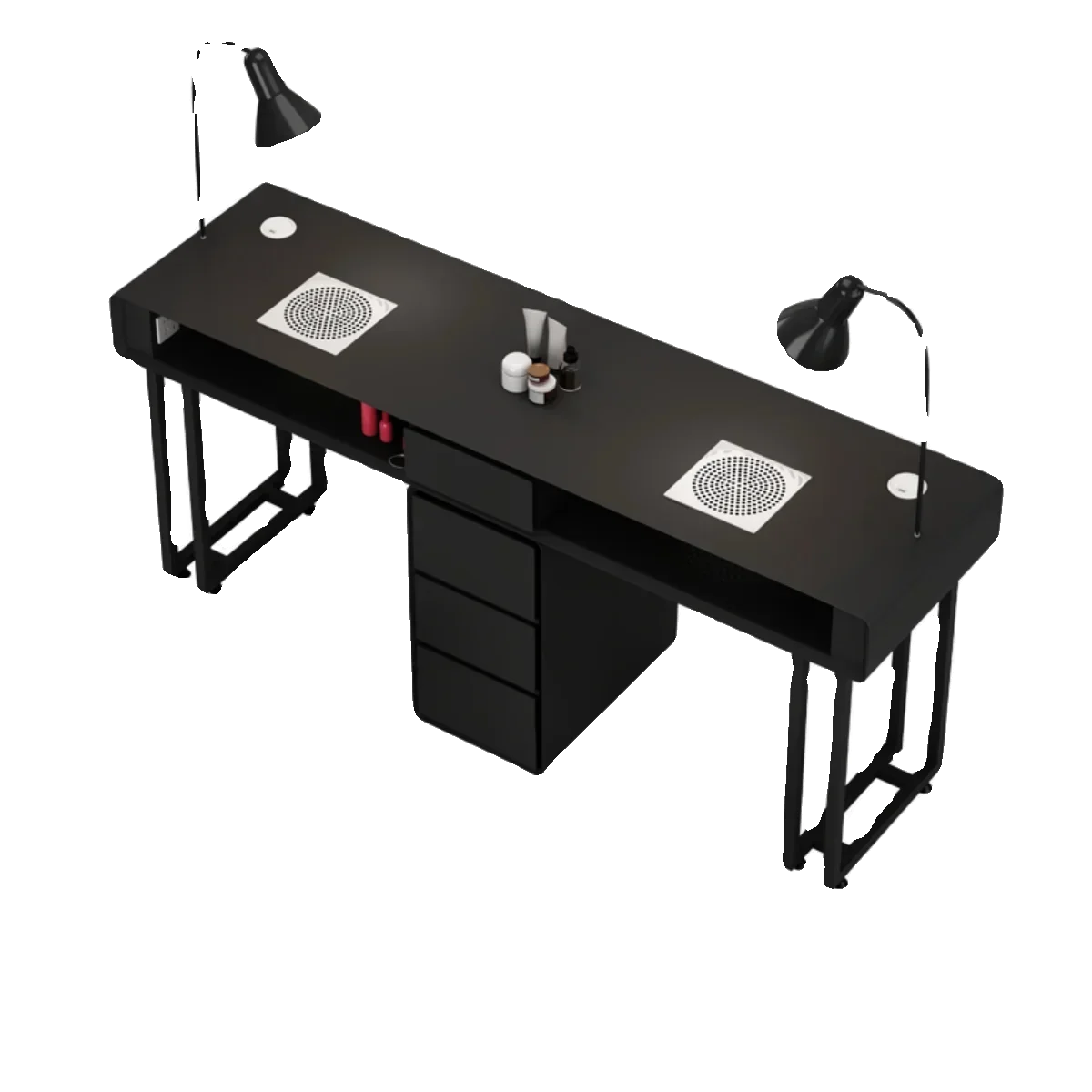 

Black Metallic Manicure Salon Table Nail Desk Manicure Beauty Salon Furniture Eyelash Tavolo Per Manicure Professionale