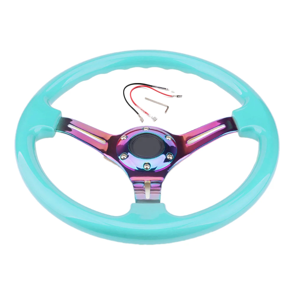 

Chrome 350mm 14Inch ABS Racing Steering Wheel 45mm Deep Dish Car Steering Wheel Universal