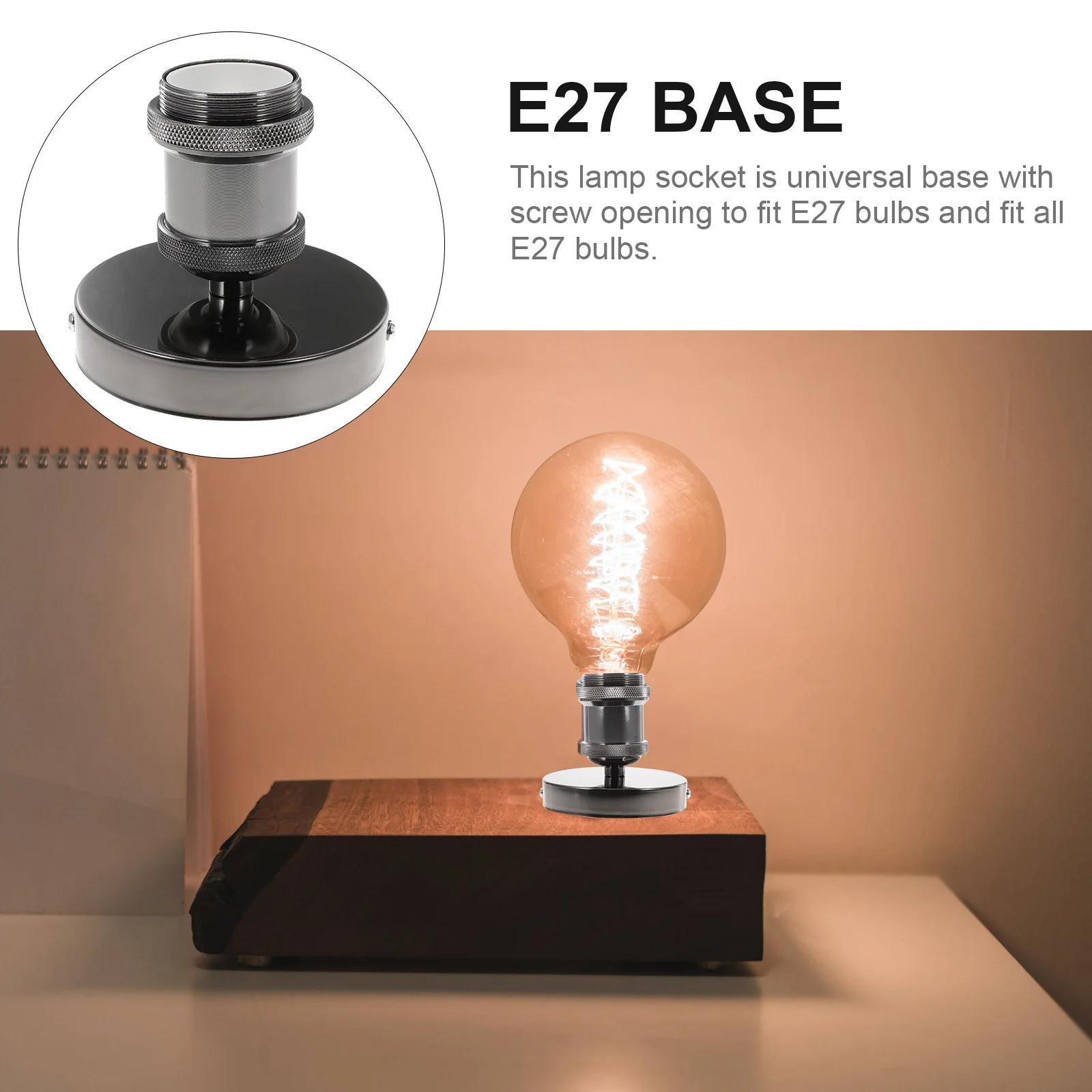 

Vintage E27 Lamp Holder Stainless Steel Light Bulb Socket for DIY Lighting Fixtures Warm Elegant Atmosphere Decor