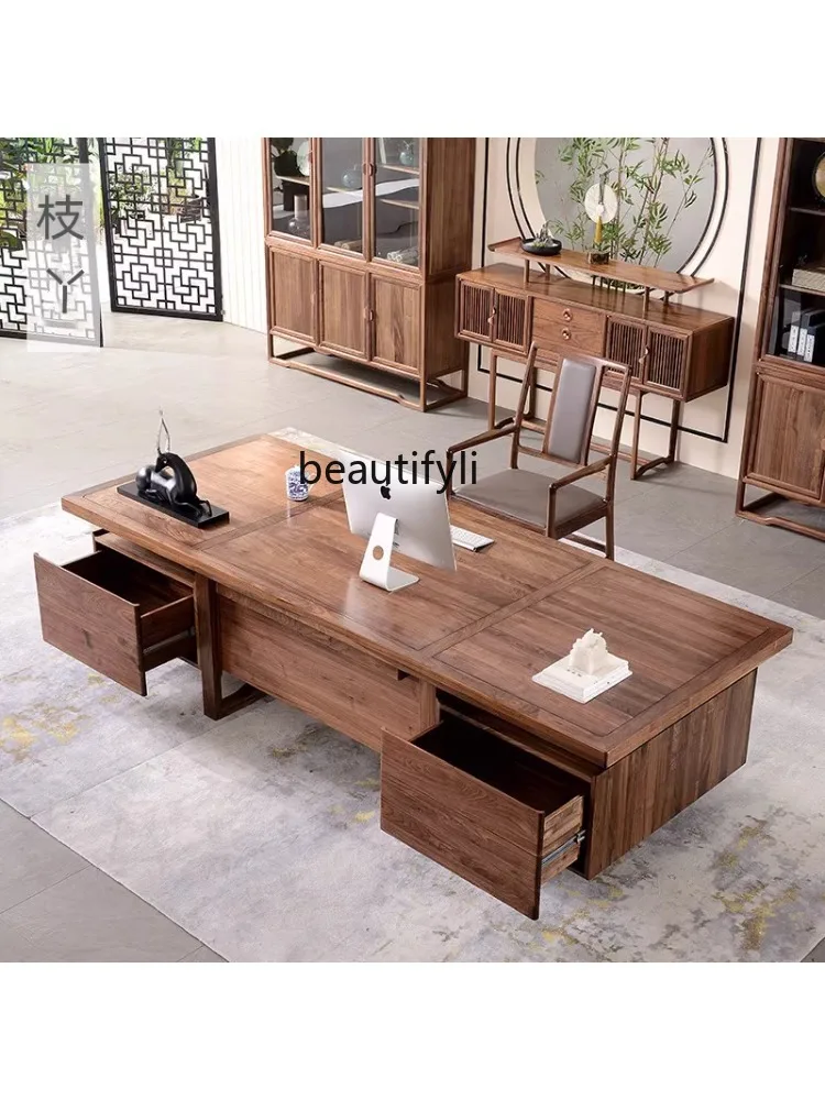 Chinese Desk Solid Wood Desk Boss  Zen Executive Desk Modern Computer