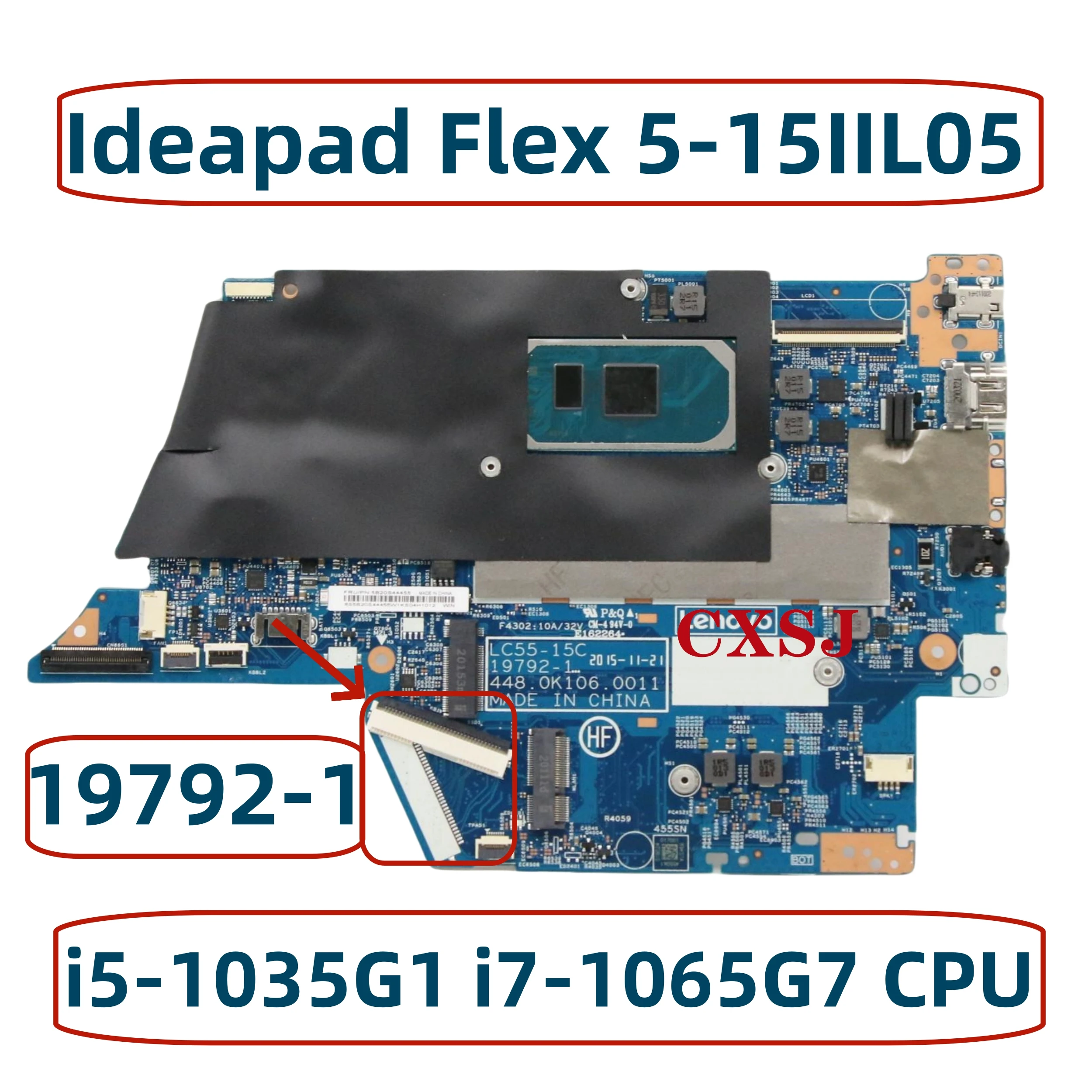 

LC55-15C 19792-1 For Lenovo Ideapad Flex 5-15IIL05 Laptop Motherboard With i3-1005G1 i5-1035G1 i7-1065G7 CPU 8GB-RAM 5B20S44394