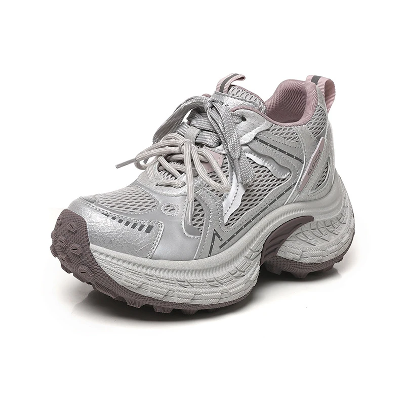 WomenS Retro Chunky Sole Sneakers Casual Lace Up Sport Shoes Multi Colors Comfortable Platform Walking Footwear For Ladies