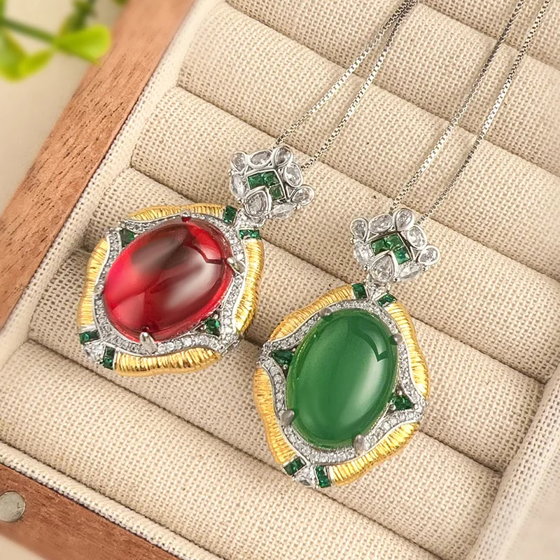 Jewelry Gold Plated Ice-like Fluorescent Denier Plain Dignified Pendant Stone 15*20