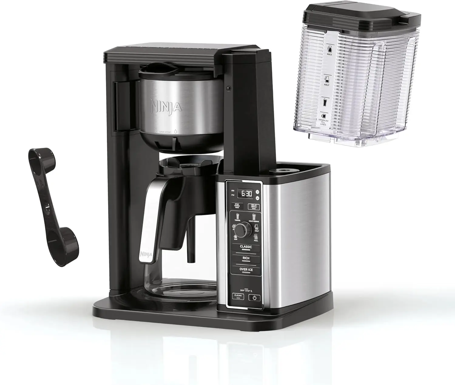 Ninja Hot & Iced Coffee Maker 10-Cup Coffee Maker with 3 Brew Styles for Ground Coffee, Built-in Water Reservoir & Glass Carafe