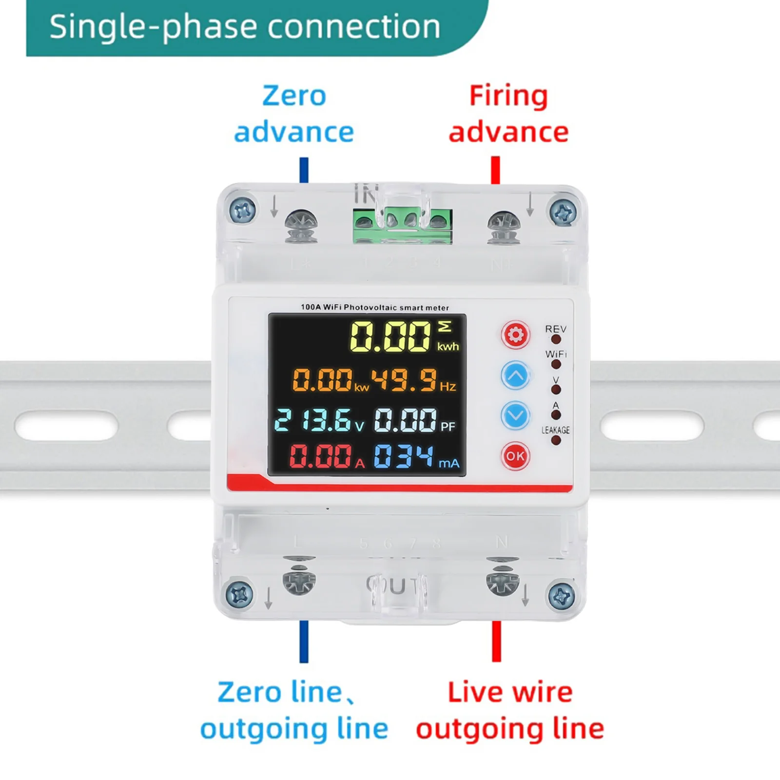 Intelligenter Stromzähler 100 A mit Tuya WiFi für PV. Verwenden Sie 220-V-Geräte mit Echtzeitdaten und mehreren Schutzmechanismen