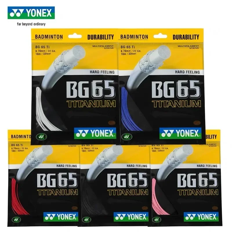 YONEX-Cuerda de raqueta de bádminton Yy BG65 Ti, alta calidad, alta elasticidad