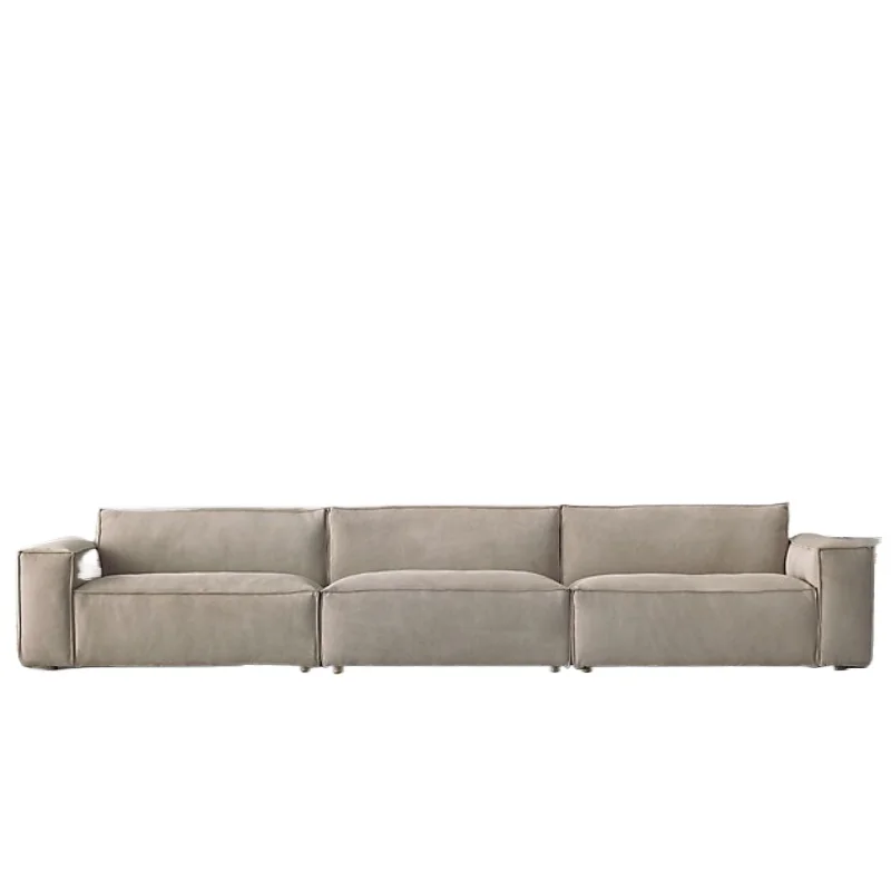 

Light luxury modern simple matte cowhide three-person sofa, original simple modern full leather tofu sofa