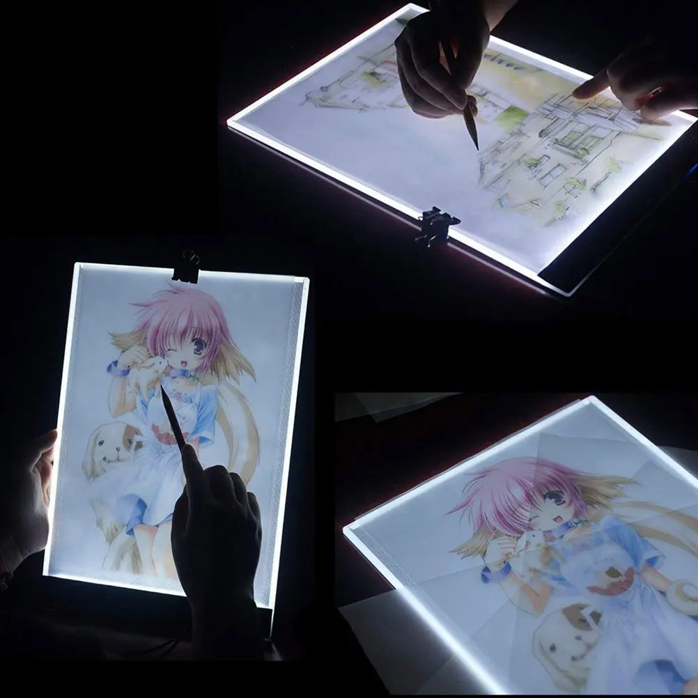

Magnetic Drawing Board Backlit Copy A4 Light Table Thin Pad Bright Lightbox Tracing LED White