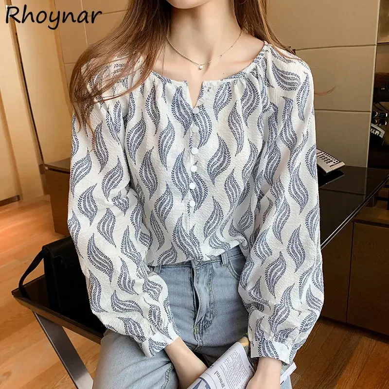 Shirts Women Spring New Arrival Fashion Print Design French Long Sleeve Tops Ladies Clothing Harajuku Daily Camisas Mujer Retro