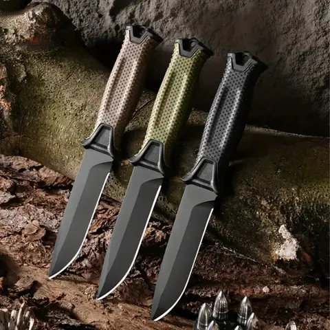 Bilashmart Fashion Stainless Steel Outdoor Survival Knife Portable Camping Pocket Knife Military Tactical Knives for Self Defense Hiking