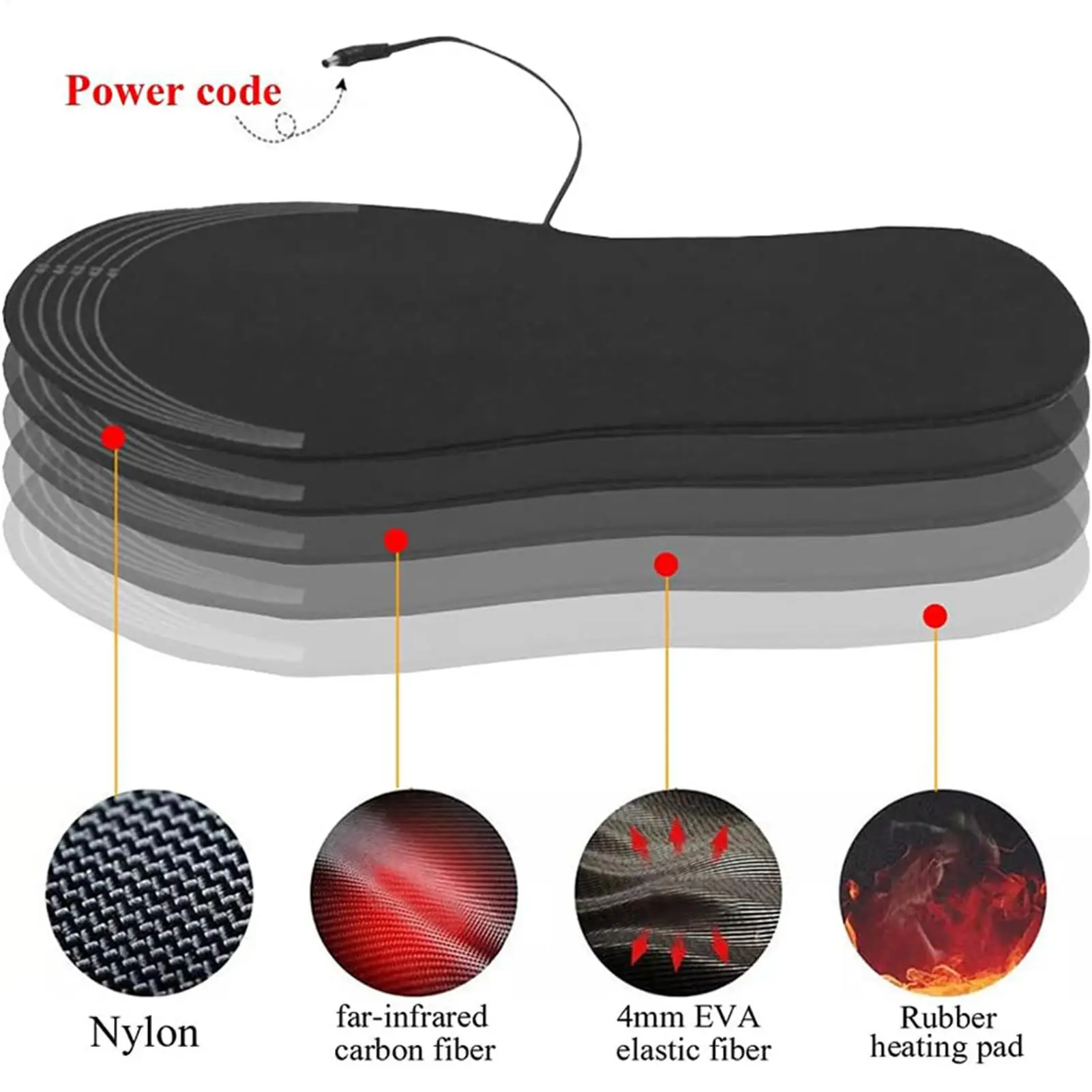Plantillas calefactoras USB, insertos de bota calefactora cortables, plantilla calefactora para deportes al aire libre para esquiadores, snowboard, caminantes, pescadores, esquí