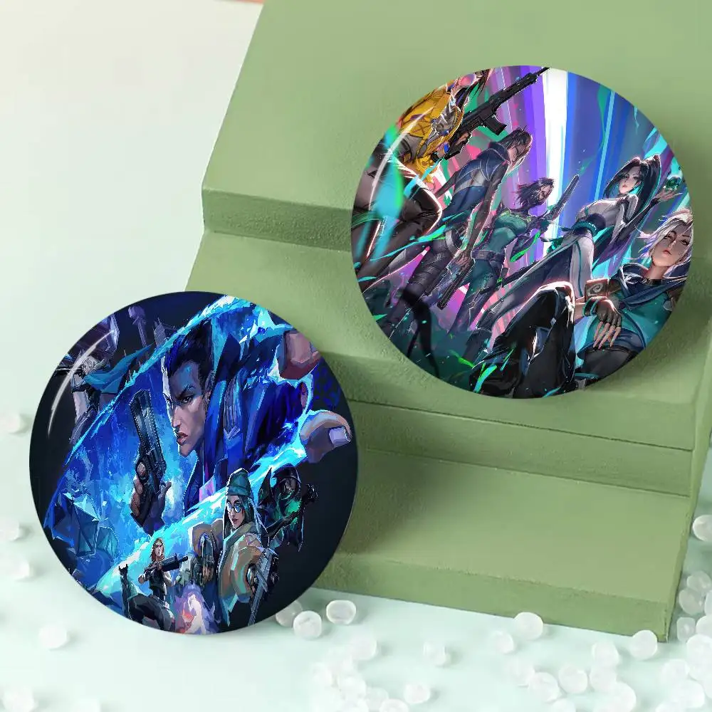 Game V-Valorant 32/44/58mm Round Cartoon Brooches Handmade Pins For Backpack Jewelry Accessories Gifts Creative Badge