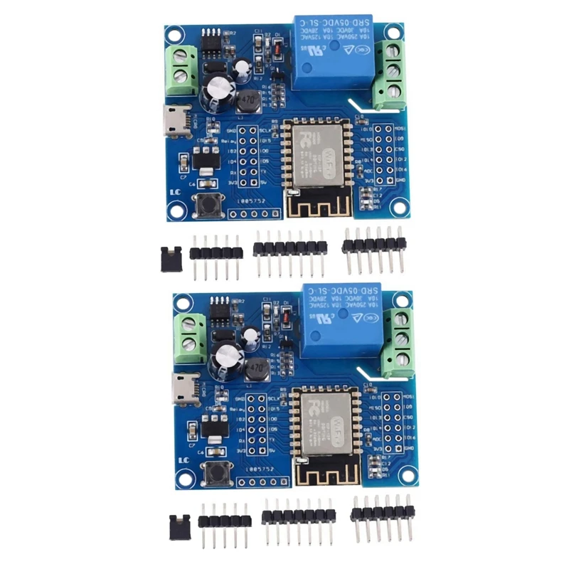 

Top Deals 2X WIFI Relay Controller Module, DC 5V 8V-80V ESP8266 Wireless Controller Module ESP-12F For IOT Smart Home APP