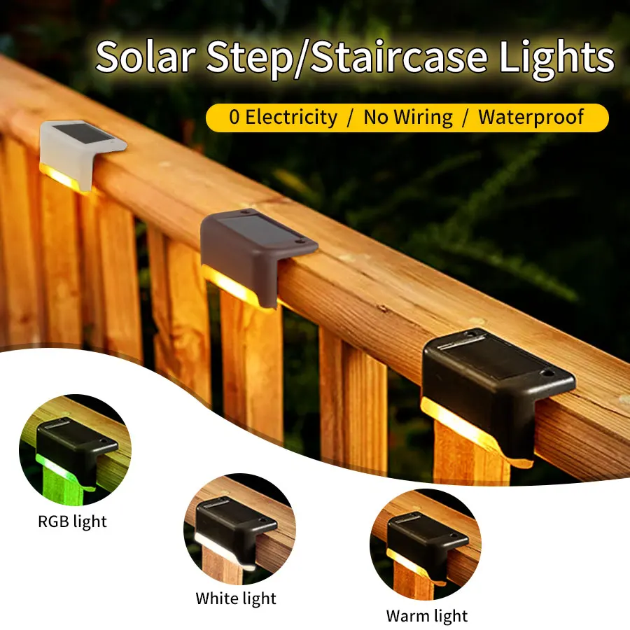 Solar Step Lamp Path Stair Outdoor Garden Lights Outdoor Waterproof Balcony Light Decoration For Yard Patio Stair Fence Light