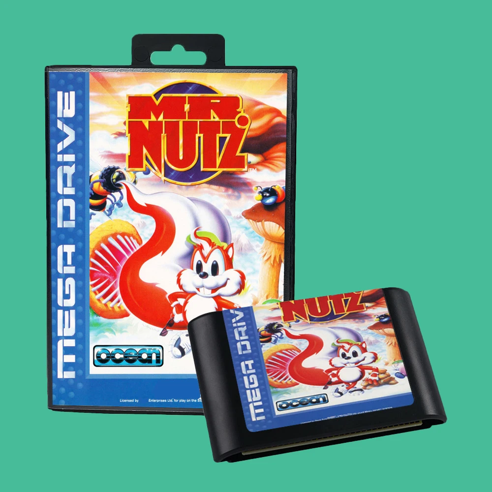 Cartuccia di gioco retrò Mr. Nutz a 16 bit Versione EUR per console per videogiochi Sega Megadrive