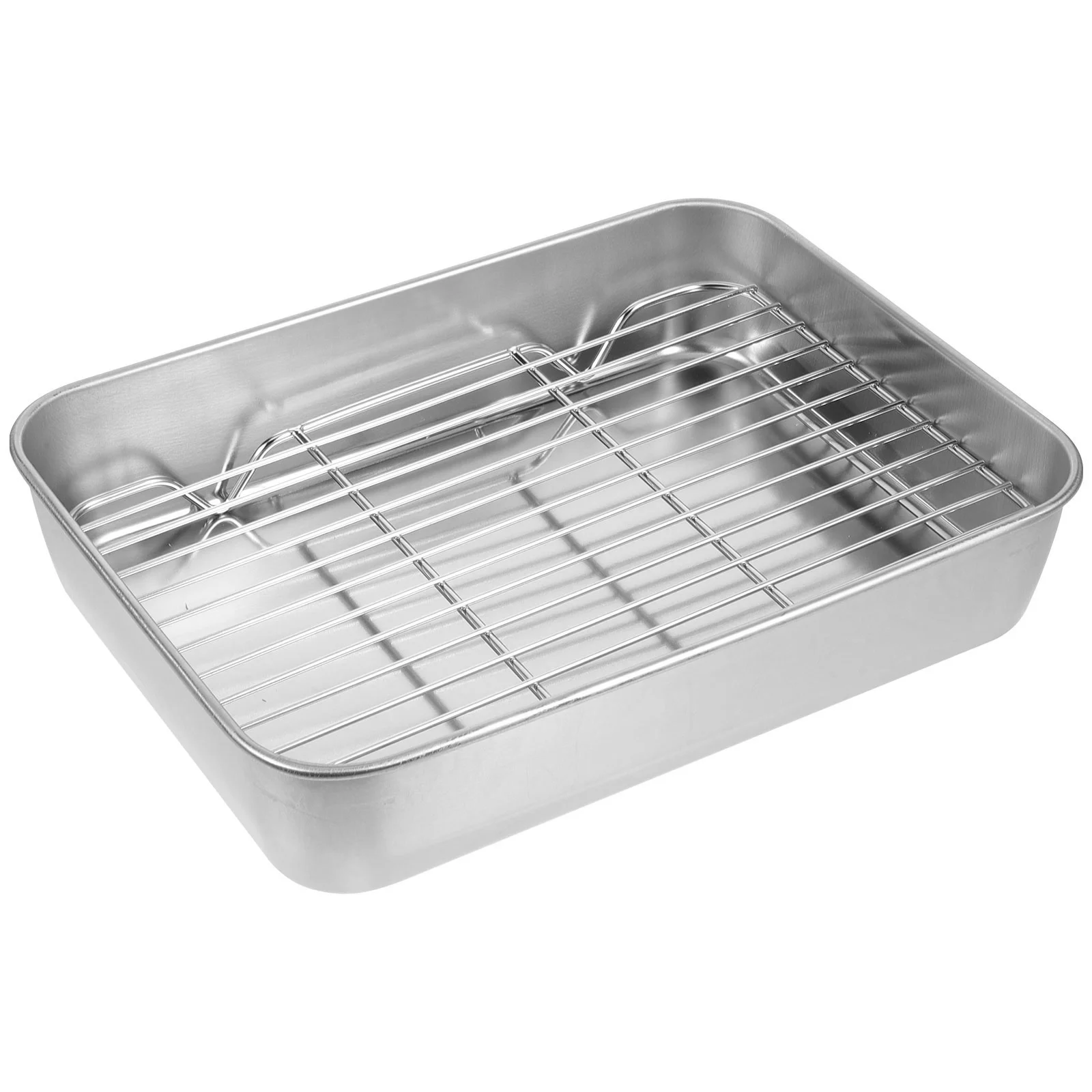 Baking Trays Grill Pan with Grid Oven Rack Stainless Steel Frying Food Serving Plate Wire for