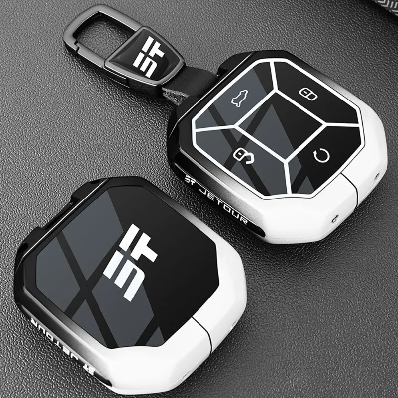 

Premium Zinc Alloy Key Cover Case for Jetour Traveller/Shanhai T2 CDM (2023-2024) - Protective Key Fob Shell Key Bag Chain