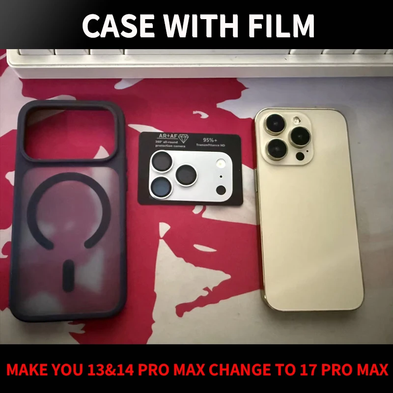 Camera Protective Film Sticker With Case For iphone 14 Pro Max 13Pro Change To 17 Pro Max For Magsfae Shockproof Phone Cover