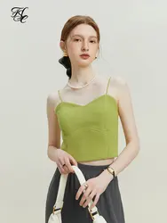 FSLE French Unique Tank Top for Women With Thai Small Strap Sleeveless Top For Women 2023 Summer New Black Green White