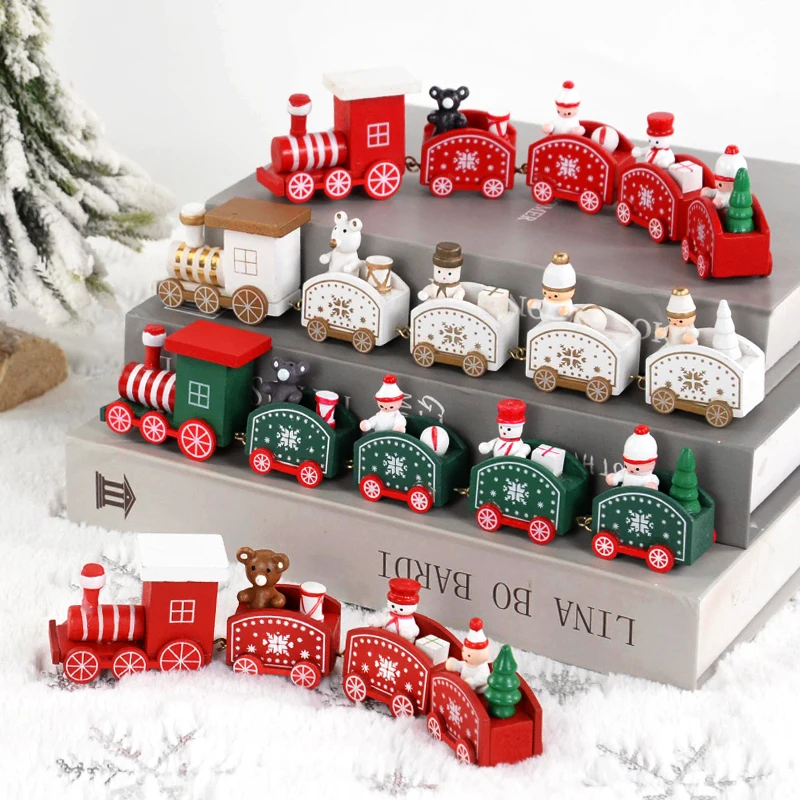 New Christmas Wooden Train Ornament Merry Christmas Decoration For Home Office Decoration Crafts Children New Year 2024 Gifts