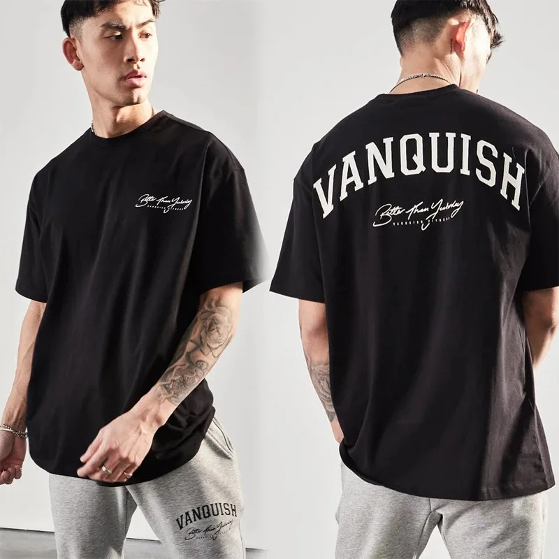 Summer Men Fashion Cotton T-Shirt Vanquish Tops Tees Male Casual Y2K O-Neck Clothing Women Short Sleeve Harajuku Streetwear