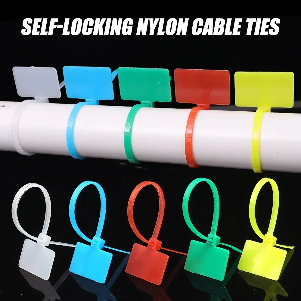 Nylon Cable Labels Marker Ties Self Locking Zip Ties Cord Tags Wire Management Plastic Ring Tie Marking Cable Winder Home Office